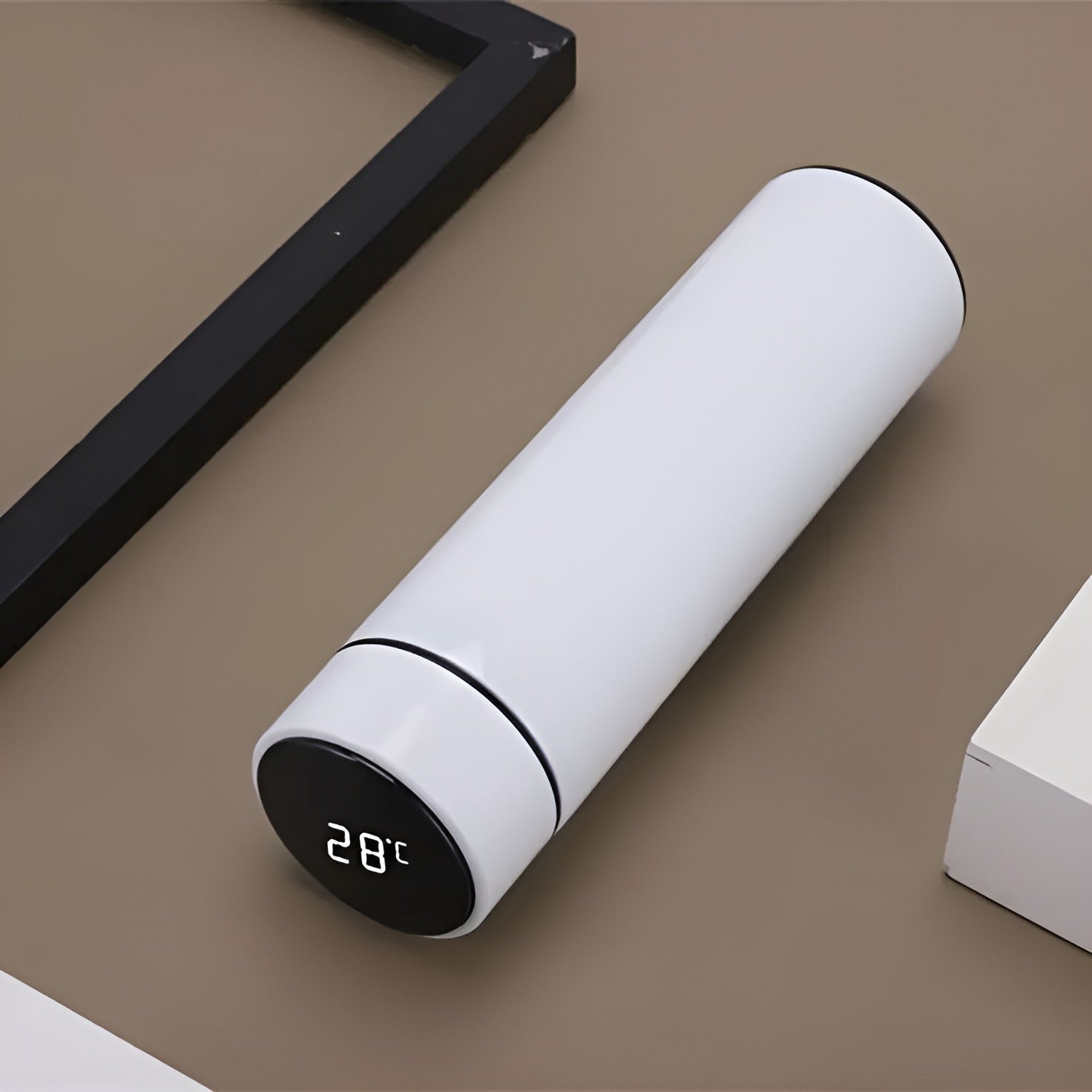 Smart LED Temperature Display Thermos Bottle – White