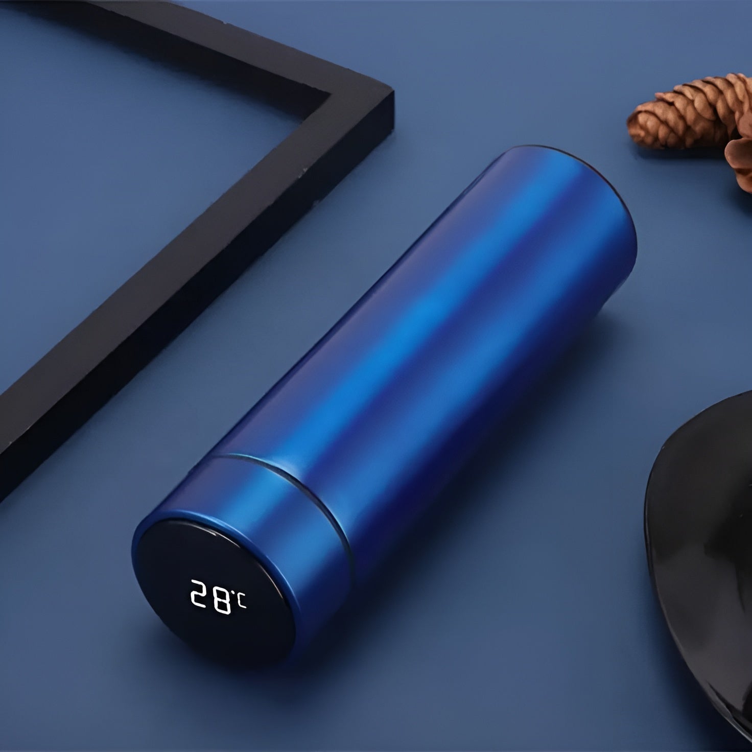 Smart LED Temperature Display Thermos Bottle – Blue