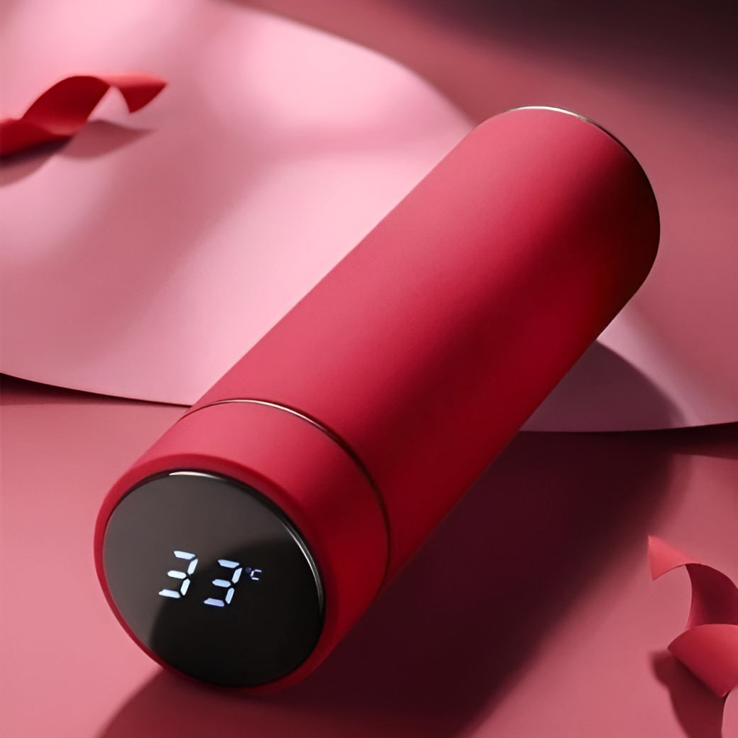 Smart LED Temperature Display Thermos Bottle – Red