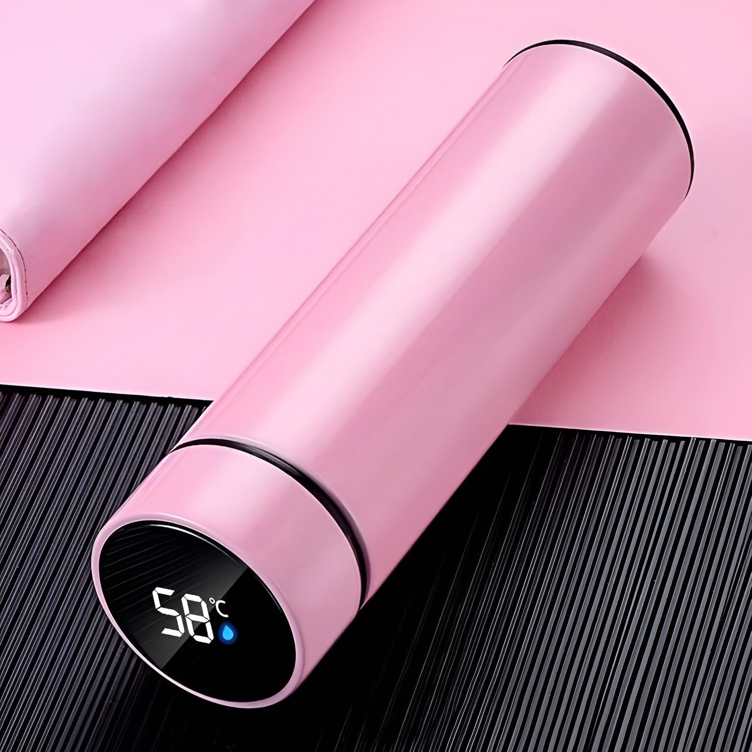 Smart LED Temperature Display Thermos Bottle – Pink