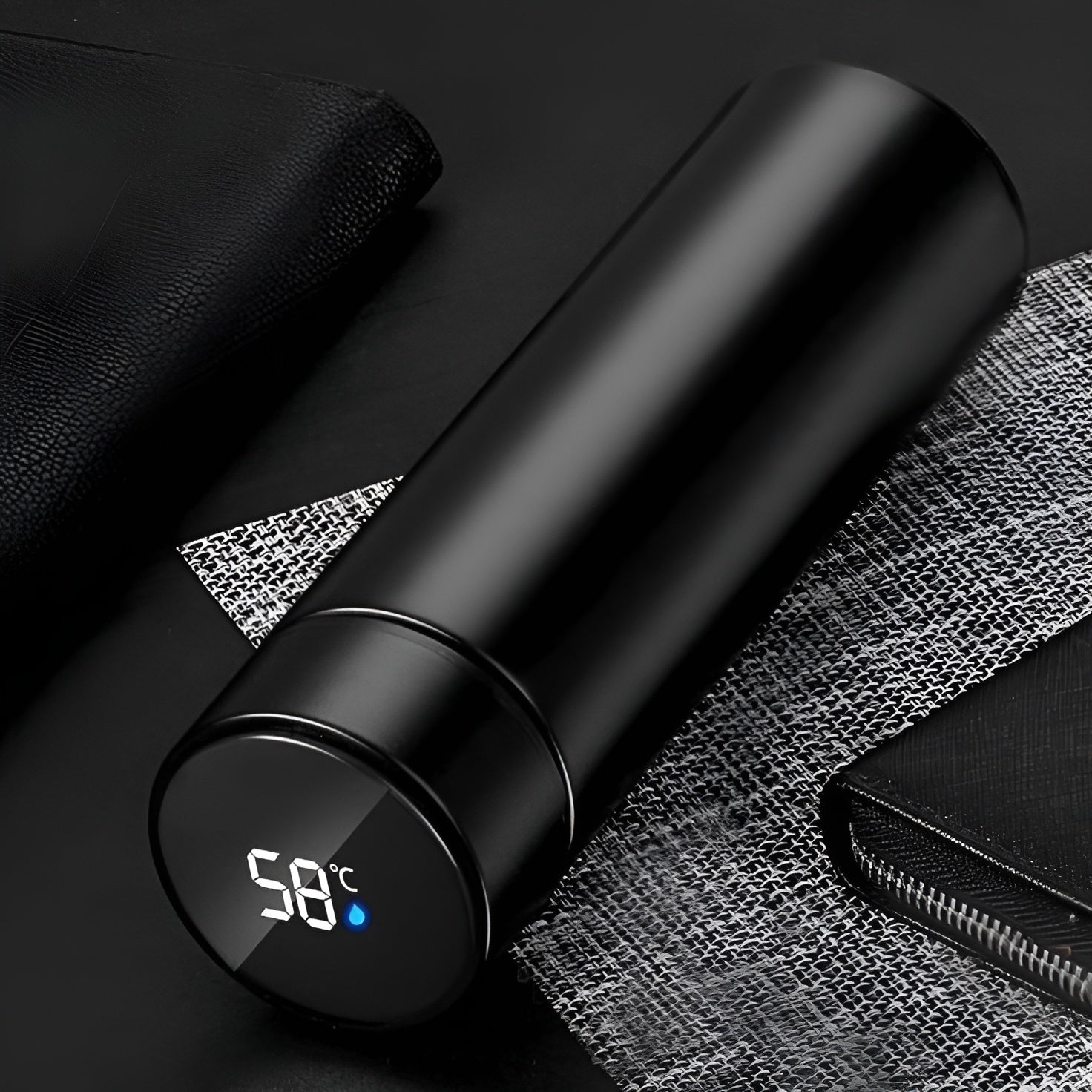 Smart LED Temperature Display Thermos Bottle – Black
