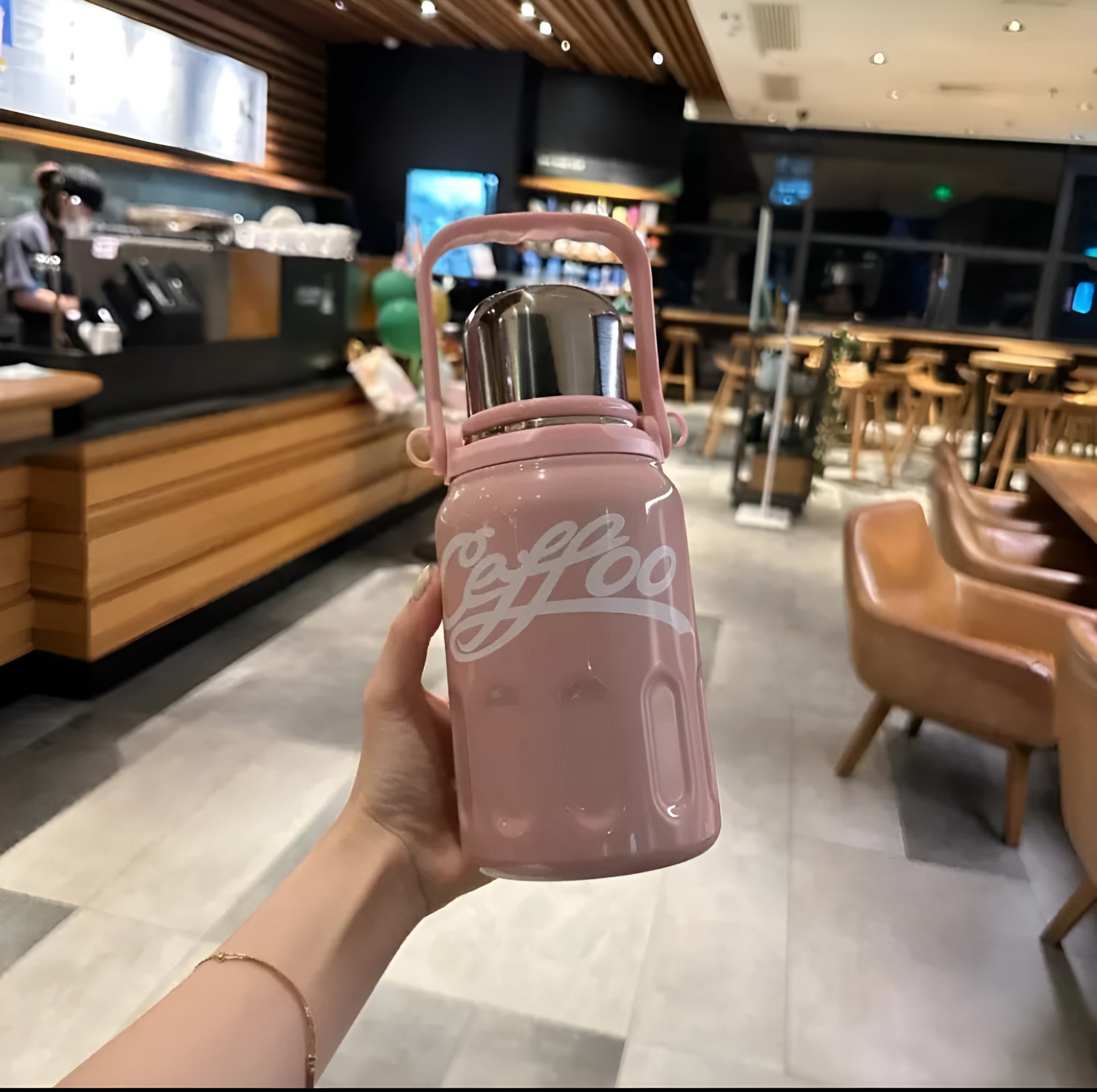 Stylish Pink Coffee Thermos Bottle - Pink